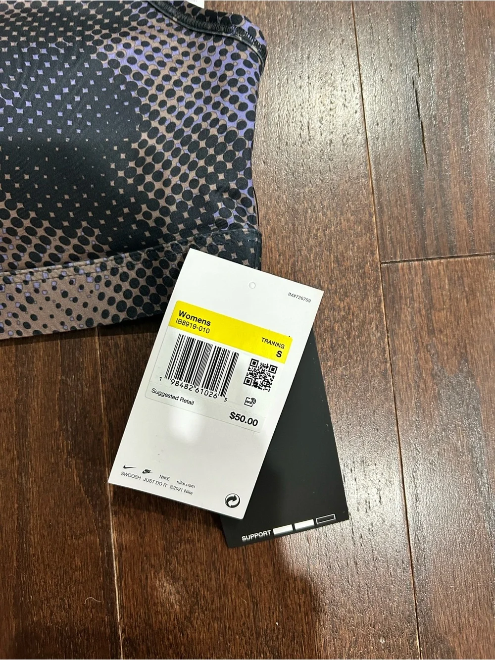 Nike Black and Purple Racerback Sports Bra with Dot Camo Print